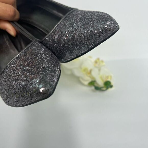 Michael By Michael Kors CLAIRE Pumps Womens Size 8 Gunmetal Glitter Fabric - Picture 11 of 12